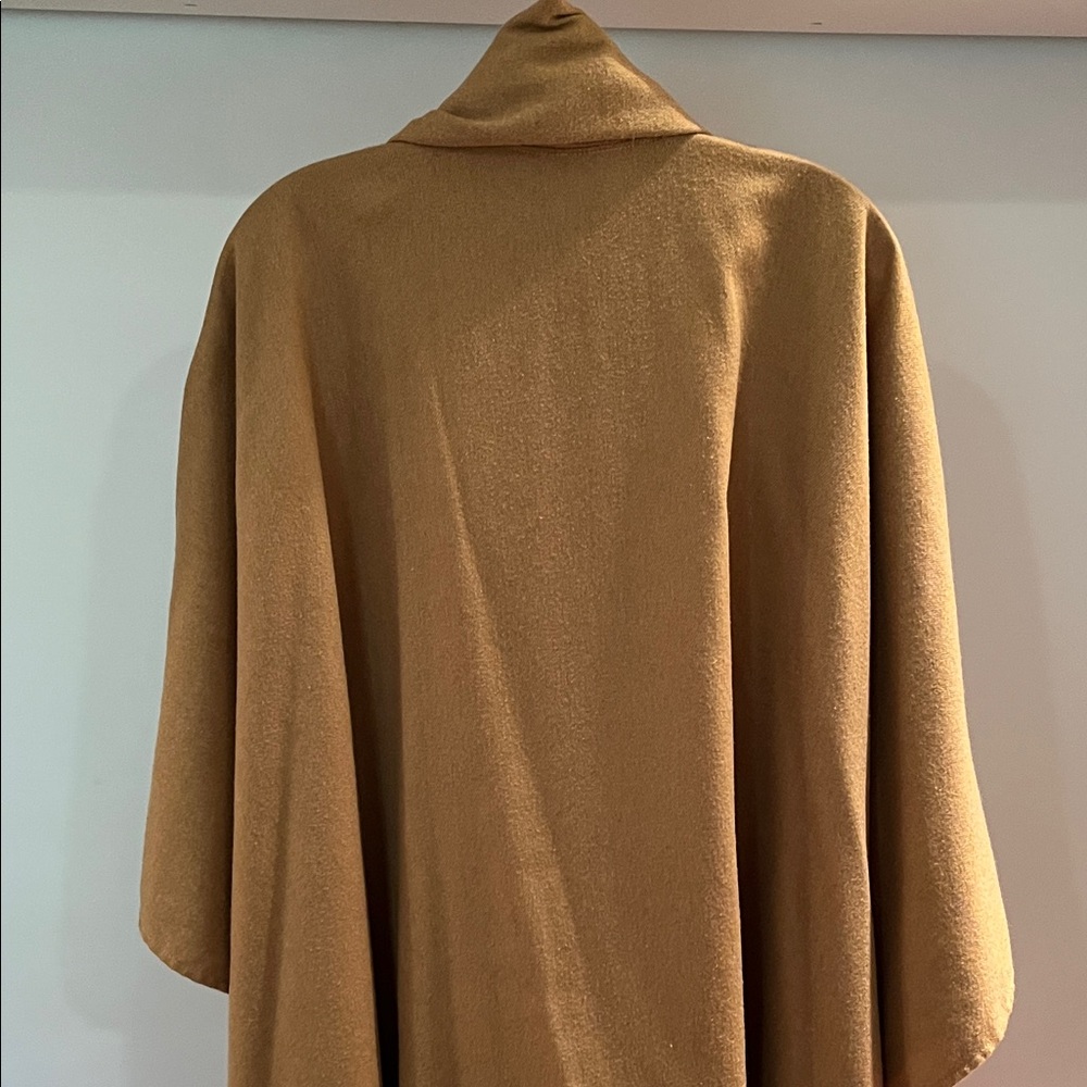 Vintage wool cape cocoon tan/light brown oversized scarf shawl poncho wrap cloak - Picture 14 of 14